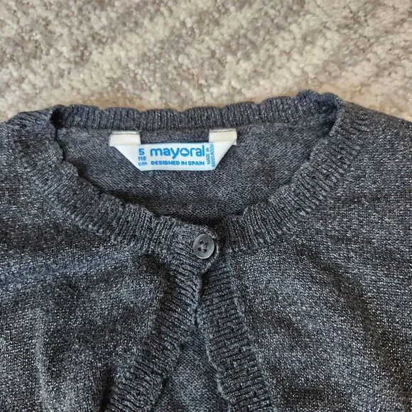 Mayoral girl's shrug sweater gray silver size 5 - Picture 6 of 12